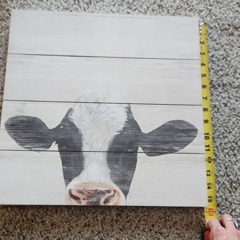Rustic Wood Farmhouse Cow Wall‎ Art 16"×16" inches - Picture 5 of 5